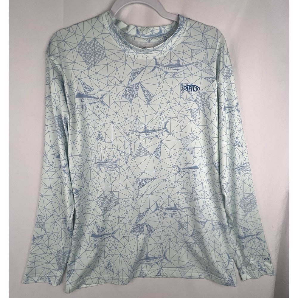 AFTCO Meisai Tech Shirt Mens Small Long Sleeve Performance UPF Fishing READ‎
